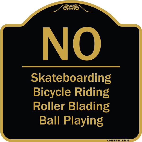 Designer Series-No-Bicycle Riding Roller Blading Ball Playing, 18" x 18", BG-1818-9832
